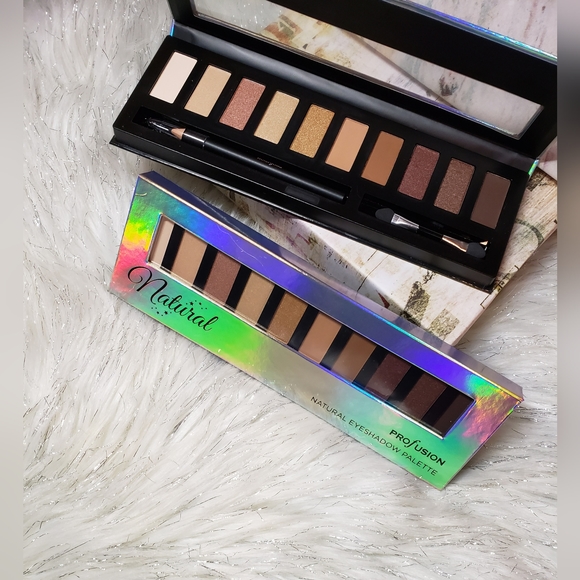 Natural 10 Color Eyeshadow Palette With Eyeliner & Brush From Profusion - Picture 3 of 3